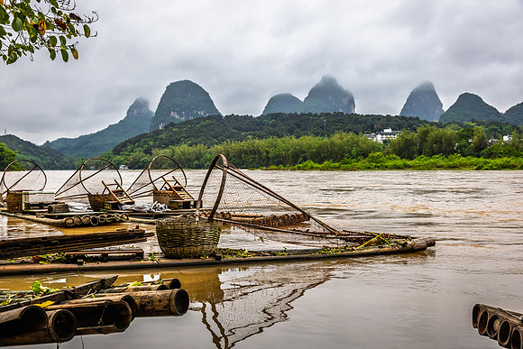 Fishing rafts on the Li River