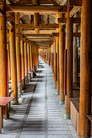 Wooden gallery in Huangluo Yao Village