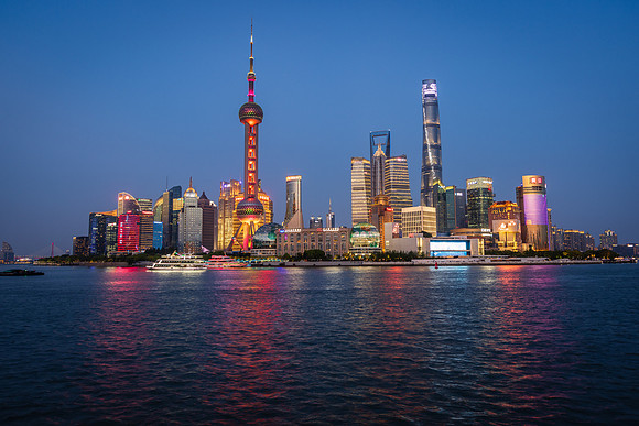 Pudong skyline at Blue Hour
